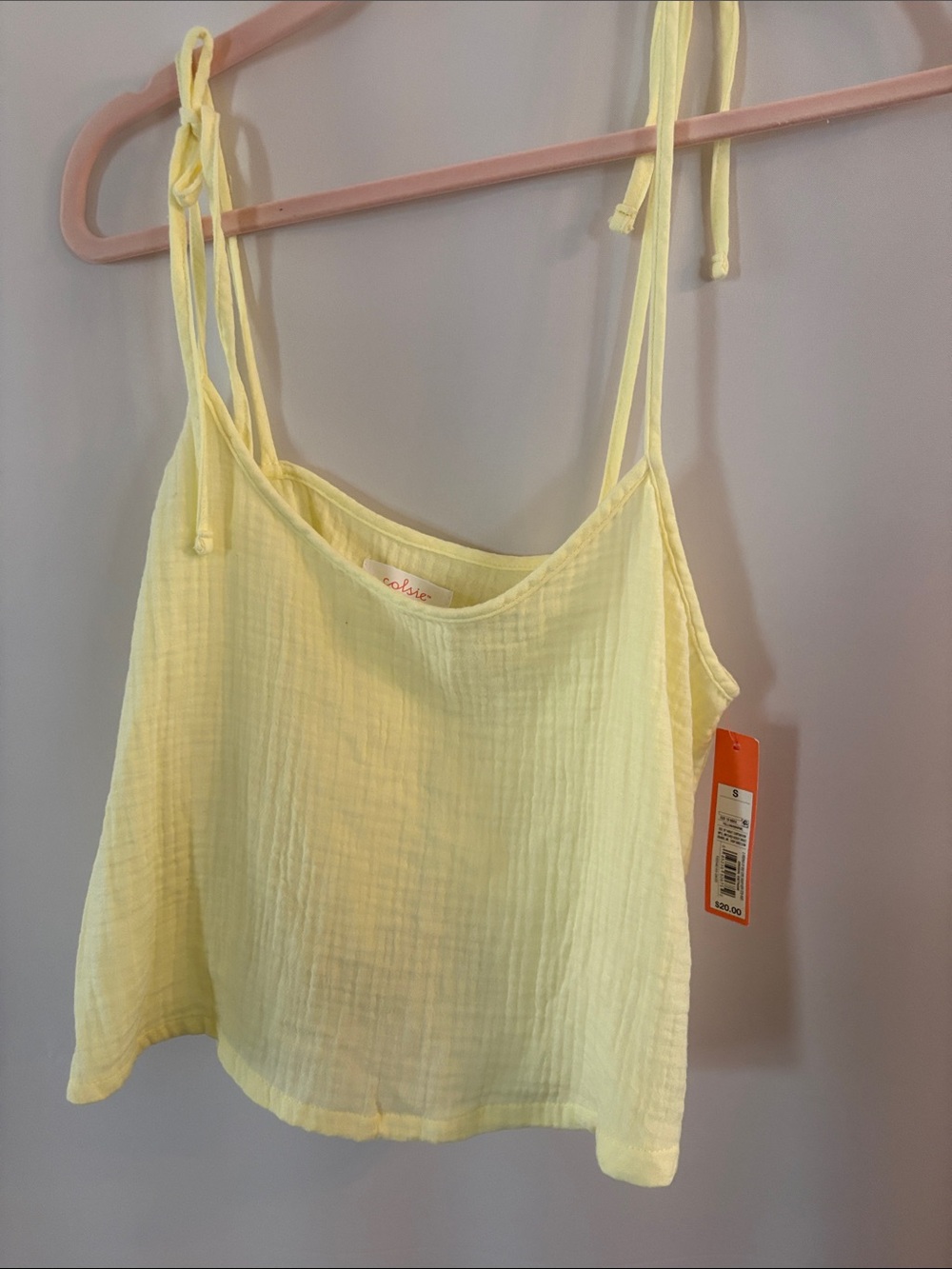 Colbie Women's Yellow Tie-Strap Camisole Top